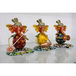 Ensemble d'artisanat en métal Art Déco Ganesha, fait main et articulé, pour la décoration d'anniversaire, de mariage et de Diwali - Product Image 1