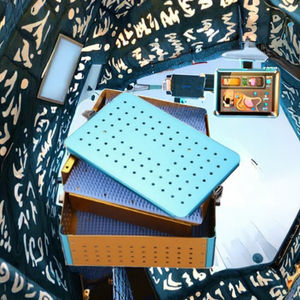 Plateau de stérilisation manuel en métal pour autoclave, boîte à instruments chirurgicaux dentaires avec tapis en silicone - Product Image 3