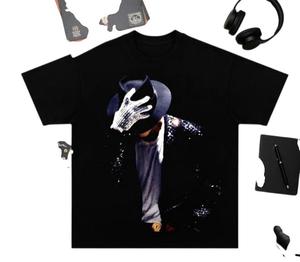 Camiseta informal de hip hop para hombre, de manga corta, de punto, con estampado 3D de Michael Jackson, de color sólido - Product Image 1