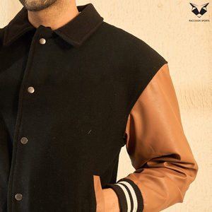 Vestes de baseball universitaires tendance pour l'extérieur, avec fermeture à boutons pression et poches, doublure en polyester, coupe classique - Product Image 6