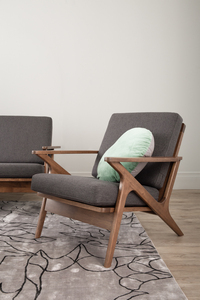 Luxury Bentwood <b>Frame</b> 1-Seater <b>Sofa</b> with Sculptural Z- Arm <b>Frame</b> and Tapered Solid <b>Wood</b> Legs for Modern Lounge and Living Room - Product Image 2