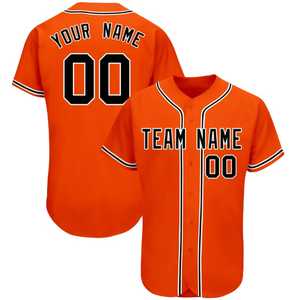 Camiseta de Béisbol Naranja para Hombre, Manga Corta, Cierre de Botones, Nombre del Equipo 00, Impresión Serigrafiada, Tejido de Poliéster que Absorbe la Humedad - Product Image 1