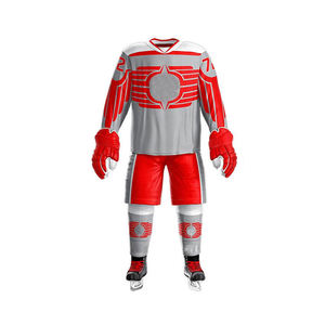 ชุดฮอกกี้น้ำแข็งสั่งทำพิเศษ ผ้าโพลีเอสเตอร์ 100% แห้งเร็ว ระบายอากาศได้ดี สำหรับผู้ใหญ่ทุกเพศ บริการ OEM ชุดกีฬาแฟชั่นทันสมัย สไตล์โดดเด่น - Product Image 3