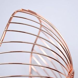 Panier à fruits en fil métallique or rose, bol décoratif en fil ouvert, panier de rangement géométrique moderne en métal pour fruits, légumes, pain - Product Image 2