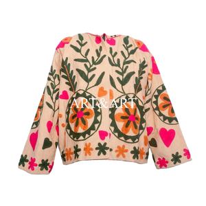 Chaqueta de Tela Cotrise Acolchada 100% Algodón con Bordado Personalizable para Mujer, Otoño Invierno, Hecha a Mano, de Secado Rápido y Transpirable, con Botones - Product Image 6