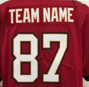 Maillot de football américain personnalisé avec nom d'équipe, rouge, noir, blanc, brodé, 100% polyester, protection UV, édition limitée BIGWOOD - Product Image 1