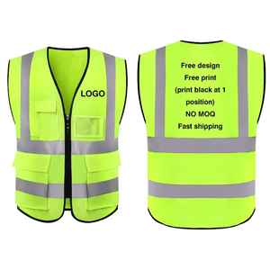 Gilet de sécurité réfléchissant unisexe en coton haute visibilité non toxique pour la construction, avec sangle et logo personnalisé, vêtement de sécurité à signalisation directionnelle - Product Image 2