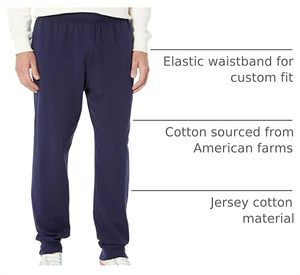 MOMENTUM <b>Men's</b> <b>Navy</b> Blue Elastic Waist Sweatpants Side Pockets Casual <b>Joggers</b> Knitted Breathable Lightweight Summer Style - Product Image 6