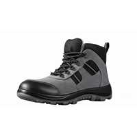 Bottes de sécurité mi-montantes pour hommes, en cuir véritable, avec embout en acier, doublure respirante, plaque intermédiaire en acier, semelle en PU, pour l'usine, l'exploitation minière et les travaux intensifs