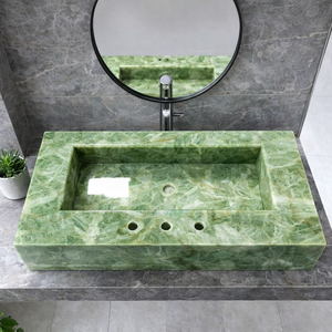 Lavabo de Baño de Ónix Verde Natural de Lujo, Lavabo Rectangular Hecho a Mano, Lavabo de Ónix para Encimera, Lavabo de Piedra Personalizado - Product Image 1