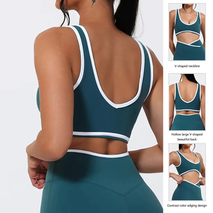Seamless Nylon Spandex Racerback Plaid Sports Bra for Women High <b>Support</b> High for Fitness Training Yoga Activewear <b>Crop</b> <b>Top</b> - Product Image 2