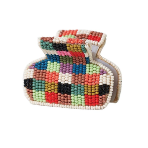 bohemian style beaded embroidery hair <b>clip</b> with custom size colorful Seed Beads embroidery hair claws for ladies and girls - Product Image 6