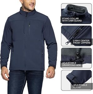 <b>Mens</b> Winter <b>Canvas</b> Softshell <b>Jacket</b> Zipper Stand Lightweight Breathable Waterproof Windproof Warm Durable <b>for</b> Outdoor Sports - Product Image 3