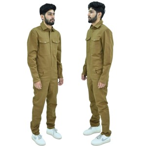 Combinaison de travail personnalisée en coton olive pour mécanicien, kaki, à manches longues, pour atelier, vêtement de protection pour homme, combinaison de sécurité - Product Image 6