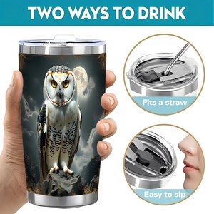 20oz Stainless Steel Tumbler Double Wall Insulated With Owl Design <b>For</b> <b>Hot</b> Cold <b>Drinks</b> - Product Image 5