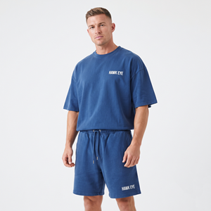 Conjuntos de Camisetas Casuales Extra Grandes de Algodón y Poliéster, Sudadera con Logotipo Personalizado para Hombre, Conjunto de Camiseta y Pantalones Cortos con Cremallera - Product Image 5