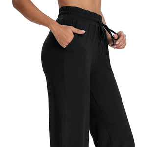 Women High Waisted Elastic Waist <b>Overalls</b> Anti-Wrinkle <b>Waterproof</b> Plain Dyed Spring Casual Pants with Pockets Wholesale - Product Image 5