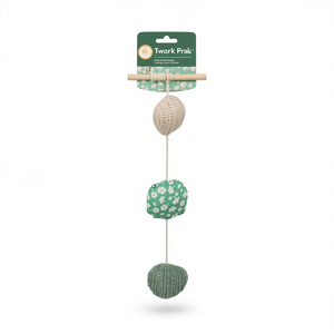 Jouet interactif pour chat en bois et tissu avec 3 balles, stimulant le mouvement - Product Image 2