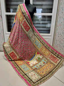 Nouveau Fantaisie À La Main Broderie Miroir Travail Pakistanais Soie Dupattas Bohème Broderie À La Main Coloré Dupattas Pour Les Femmes Vêtements - Product Image 5