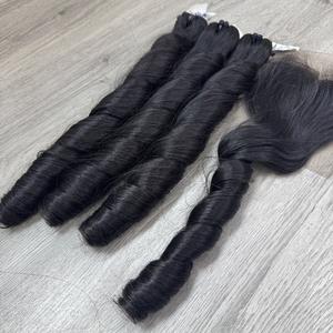 Trama de cabello vietnamita crudo virgen 100%, entrega rápida, rizo de primavera suave y sedoso, extensiones de cabello humano negro de gran calidad - Product Image 2