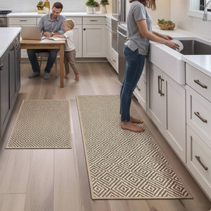 Tapis de cuisine moderne antidérapant, résistant à la saleté, personnalisable, lavable, avec envers en caoutchouc, épaisseur moyenne, en polyester, fabriqué à la machine pour la maison - Product Image 2