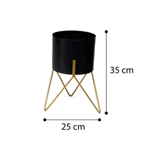 Maceta Decorativa Vintage Más Vendida, Maceta para Flores Artificiales, Diseño Único, Base con Acabado Dorado, Maceta con Revestimiento Negro - Product Image 3