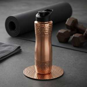 <b>Copper</b> Water <b>Bottle</b> Hammered 1L Hinged Cap Bpa Free Gym Use Classic Design Anti-corrosion Boiling Safe - Product Image 6