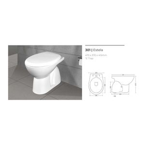 WC suspendu mural de luxe moderne en forme d'estela, 470x370x415mm, en céramique, pour salle de bain commerciale - Product Image 2