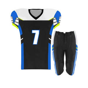 Uniforme de football américain léger en gros pour adultes, couleur bleu uni, polyester, uniformes de football américain pour vêtements d'équipe - Product Image 2