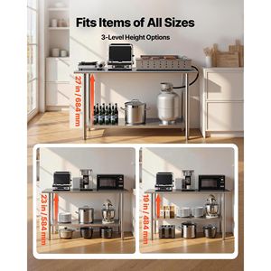 Tavolo da Preparazione Alimenti Commerciale in Acciaio Inox 24x60 Pollici con Ripiano Inferiore Regolabile - Product Image 6