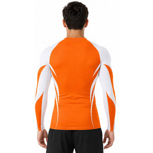 Chemise de protection solaire unisexe à manches longues orange et blanche, séchage rapide, UPF50+, écologique, respirante, en polyester, pour adultes - Product Image 5