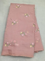 Tela de Seda Mul Chanderi con Bordado de Hilos Multicolores para Prendas Étnicas Femeninas, Peso Medio, 44 Pulgadas, 54 GSM, Tejida en India