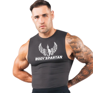 เสื้อกล้ามรัดรูปสีเทาชาร์โคลสำหรับผู้ชาย ยี่ห้อ Power รุ่นพรีเมียม เหมาะสำหรับออกกำลังกาย ฟิตเนส วิ่ง และเล่นกีฬา - Product Image 3