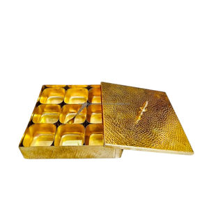 Hand-Hammered Square Brass <b>Masala</b> <b>Box</b> – Luxury 9-Section Spice Organizer for Chef's Kitchens - Product Image 2