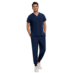 Washable Cotton Blend Knitted Eco-Friendly Customized Design Salon <b>Doctor</b> Hospital Medical Scrubs Elasticity Scrub <b>Set</b> - Product Image 4