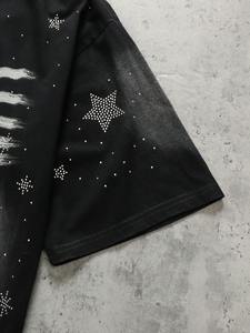 เสื้อยืดผู้ชายลายดาวตกวิบวับ ขายดี ประดับเพชรเต็มตัว ทรงโอเวอร์ไซส์ ผ้าคอตตอนสีดำหนา สไตล์ฮิปฮอป สตรีทแวร์ - Product Image 5
