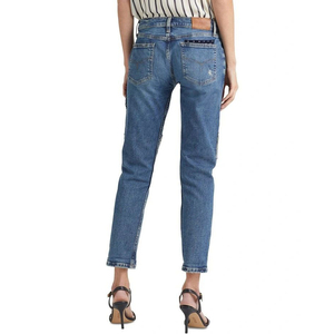 Pantalones de mezclilla azules de cintura alta para mujer 2026, ajustados, lavados, con botones, transpirables, bordes personalizados, de algodón, estilo lápiz, para verano y otoño - Product Image 2