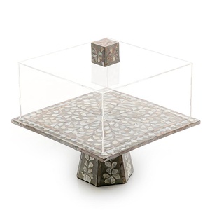 Multi Functional Usage Folding <b>Cake</b> Platter Stand With Rounded Glass Top Customized <b>Cake</b> <b>Server</b> Stand Set of 3 Hotel Tableware - Product Image 5