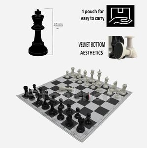 Jeu d'échecs classique en plastique avec des pièces noires et blanches sur un plateau pliable pour les jeux d'intérieur - Product Image 4