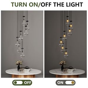 7-Light Adjustable Dining Room Pendant Large Foyer <b>Chandelier</b> <b>Bedroom</b> <b>Chandeliers</b> in Black Living Room Stairwell Pendant Lights - Product Image 6