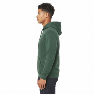 Sweat-shirt à capuche vert pour homme, coupe classique, en coton tricoté, décontracté, avec poche, pour l'hiver, anti-boulochage, 300g - Product Image 3