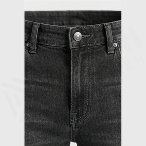 Jean en denim coupe droite délavé foncé pour homme, taille haute, coupe slim, en coton, style décontracté, pantalon d'automne - Product Image 4