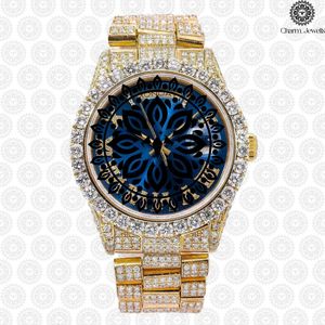 Charm_Jewells Luxury Gold <b>Watch</b> 38mm Diamond Encrusted Sapphire Crystal Analog Quartz Women's Folding Clasp - Product Image 2