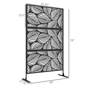 6.5FT Black Stand Metal Outdoor Privacy <b>Screen</b> Divider <b>Leaf</b> Design Water Bubble Art Garden Fence for Outdoor Room Partition - Product Image 3
