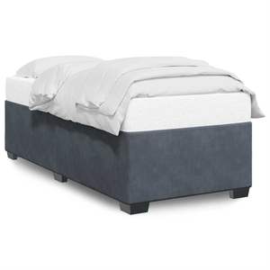 Estructura de cama de terciopelo gris oscuro sin colchón-Producto doble con funda - Product Image 2