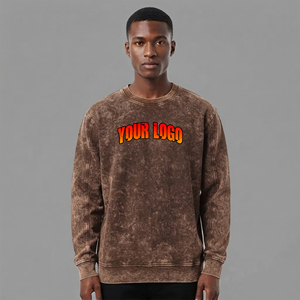 Sweat-shirt en molleton 100% coton, grande taille, effet délavé, coupe ample pour homme, avec logo personnalisé, OEM/ODM. - Product Image 4