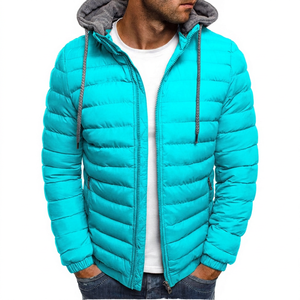 Chaqueta con Capucha para Hombre, Color Sólido, Resistente al Viento, Poliéster, Invierno, Casual, Cierre Frontal con Cremallera, Corte Regular - Product Image 6