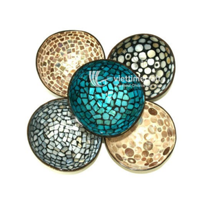 <b>Coconut</b> Bowl with Mother of Pearl Inlaid Decor, Artisanal Natural <b>Coconut</b> <b>Shell</b> Bowl for Food, Jewelry & Home Decor - Product Image 1