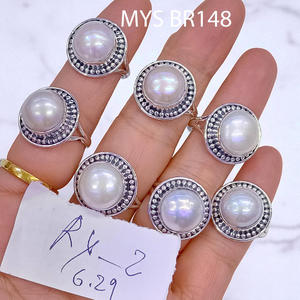 <b>925</b> Sterling <b>Silver</b> Vintage Pearl <b>Rings</b> <b>With</b> Bezel Setting Handmade Gemstone Jewelry Elegant Design For Women Wholesale Export - Product Image 1