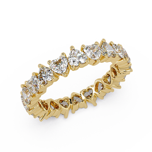 Magnifique alliance en or pur 14 carats avec diamants de laboratoire taille cœur, alliance éternelle complète, empilable, pour femme, pour fiançailles ou anniversaire - Product Image 3